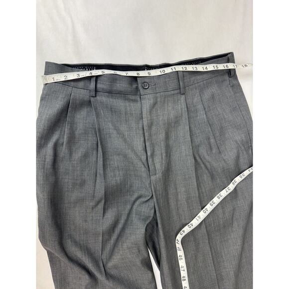 Perry Ellis Men's Dress Pants Trousers Gray Pleated Straight Men's Size 34 * 32 - Picture 3 of 9